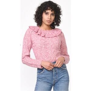 GREYLIN Claris Cozy Lurex Knit Sweater Magenta Pink Wool Blend Size Small